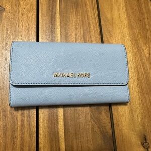 Michael Kors Powder Blue Saffiano Leather Continental Wallet